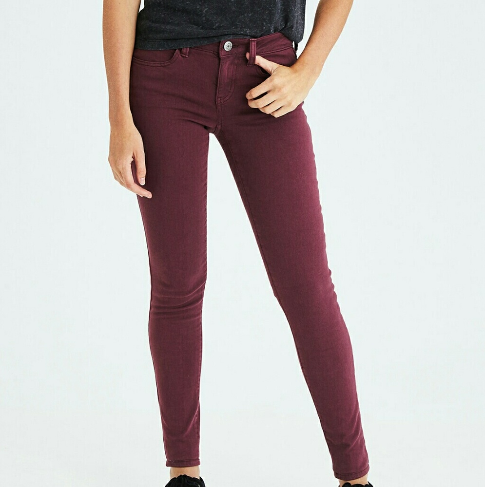 AE Maroon Cropped Jeggings